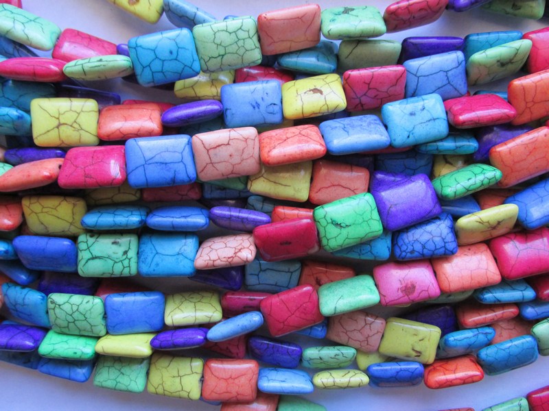 (image for) Mulit colored Rectangle beads 11x16mm #1778