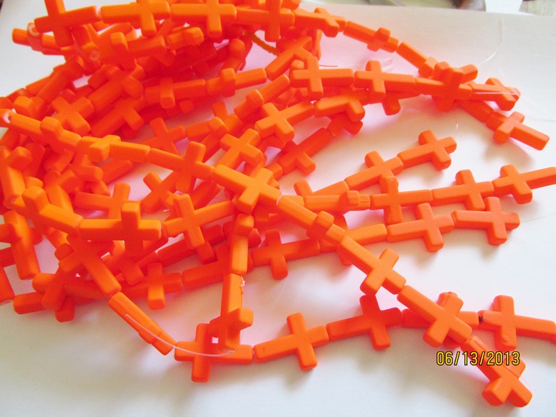 (image for) Orange Neon Cross beads #1456