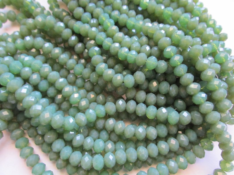 (image for) Green Olive opaque crystal beads 6x8mm #1810