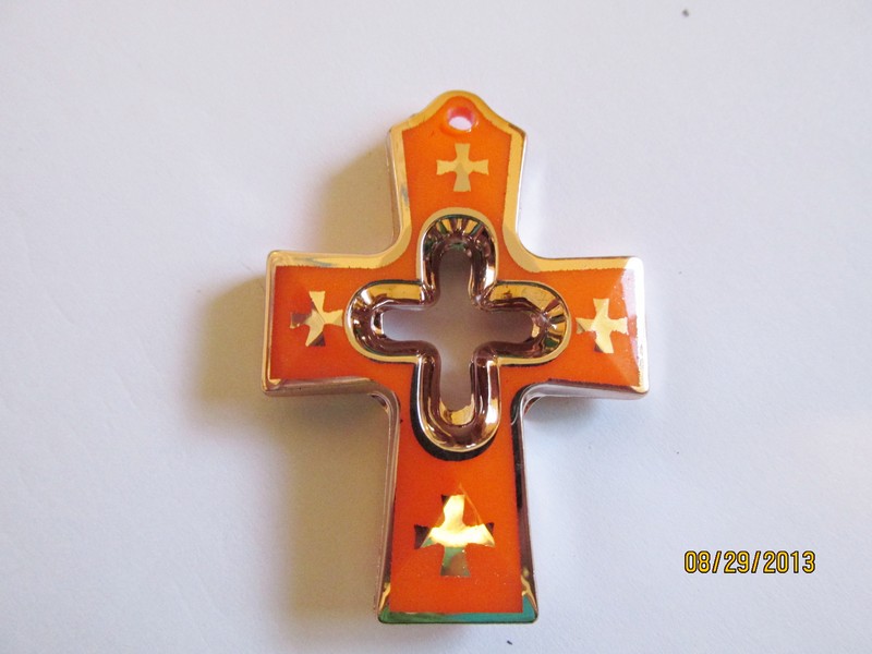 (image for) Cross Orange acrylic pendant #PP42