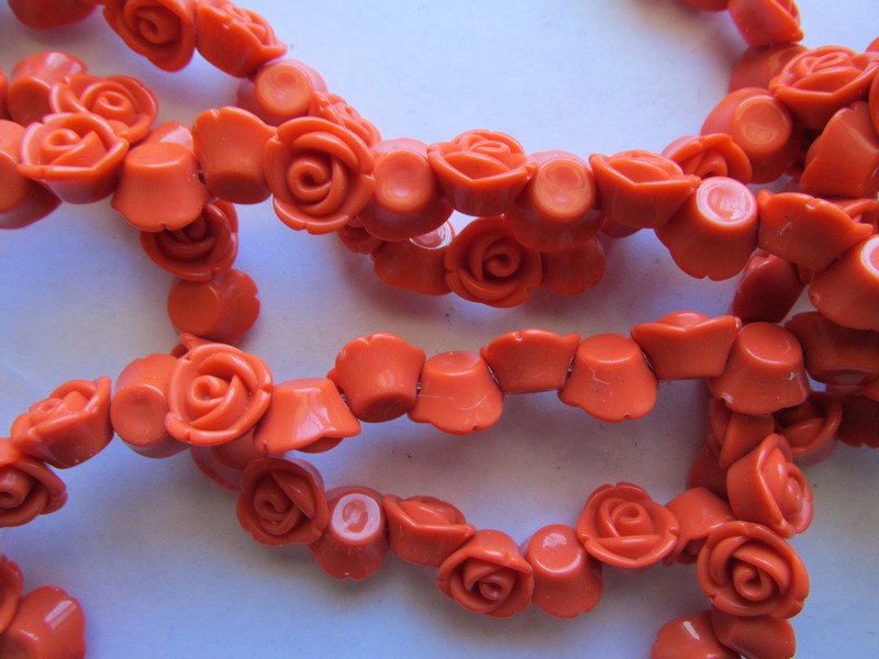 (image for) Orange flower beads 13mm #1781