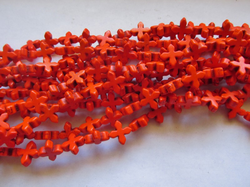 (image for) Orange Cross Rosette Beads # 1686