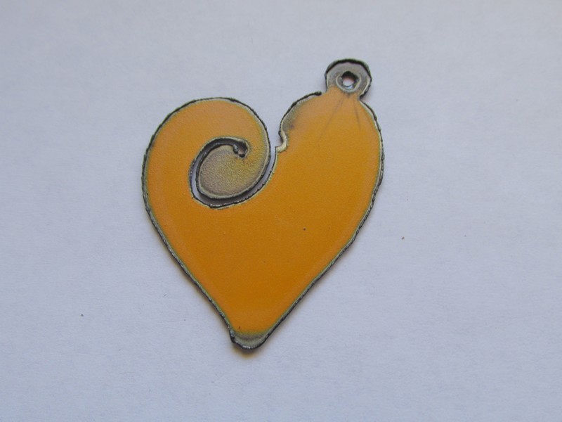 (image for) Heart Rustic Metal Orange Pendant #WKS-16
