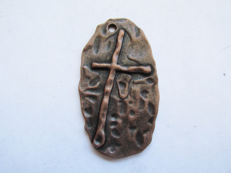 (image for) Cross oval antique copper pendant #MP89