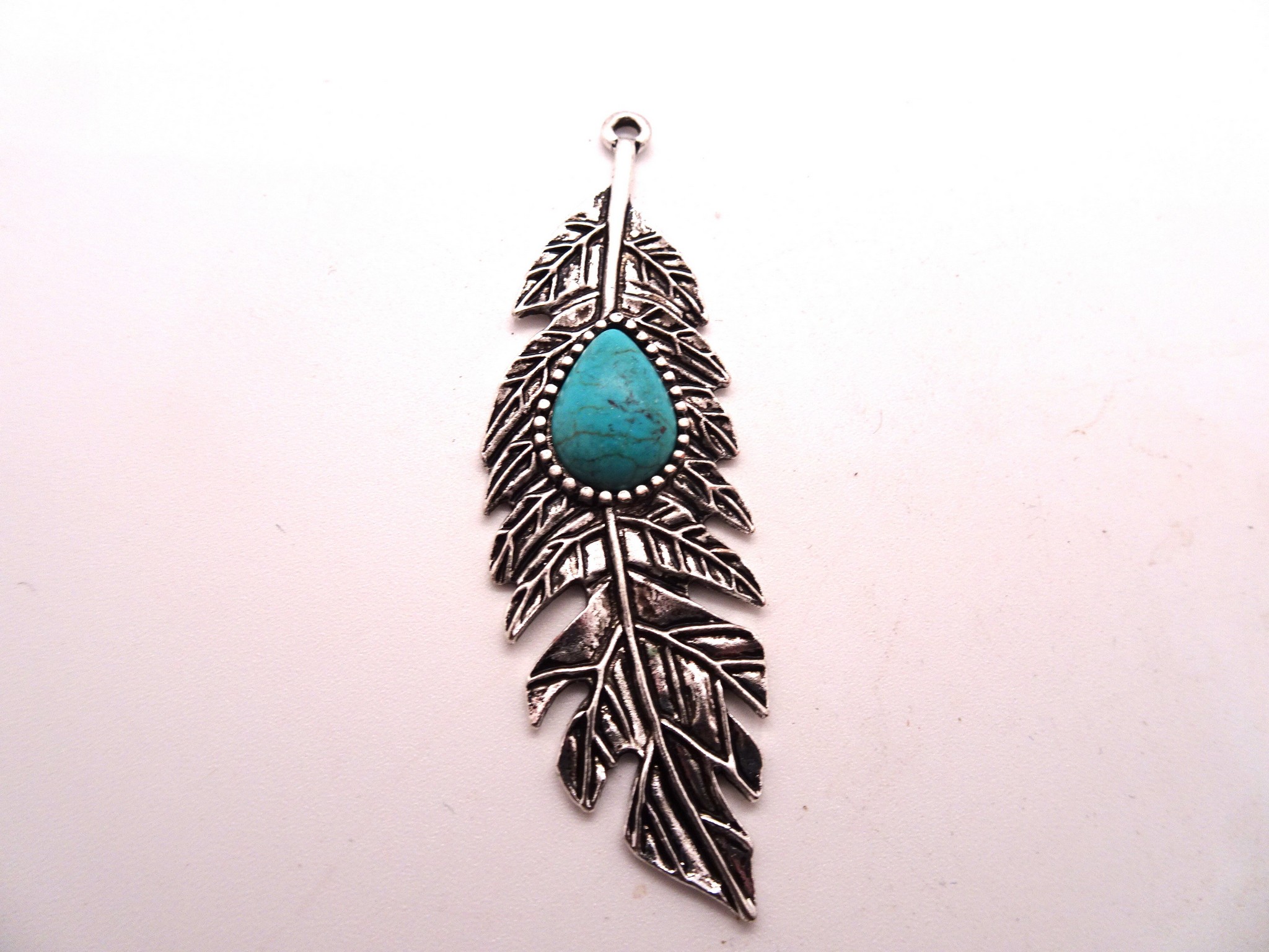 (image for) Feather antique silver jewelry pendant #P-34