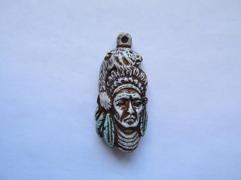 (image for) Indian with Bear acrylic pendant #MP48B