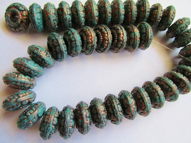 (image for) Turquoise and copper Rondelle beads #BB1090-16