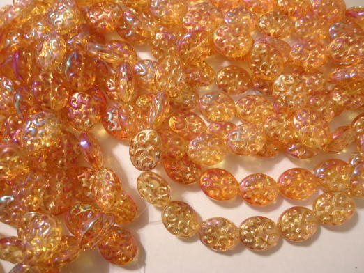 (image for) Orange carnival glass fancy ovals #h1286CL