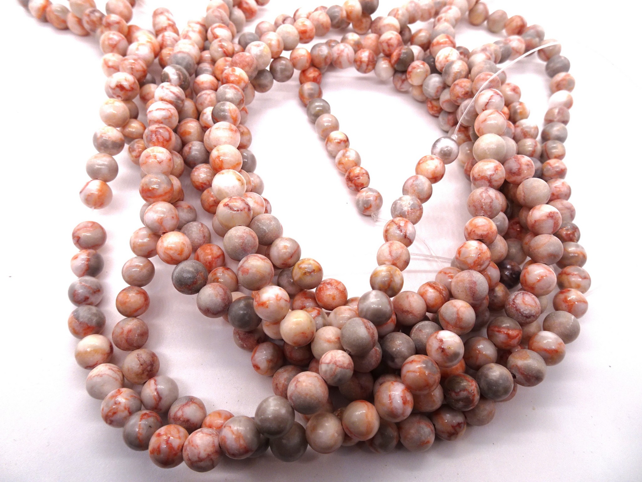 (image for) Coral peach agate 8mm round beads #1850