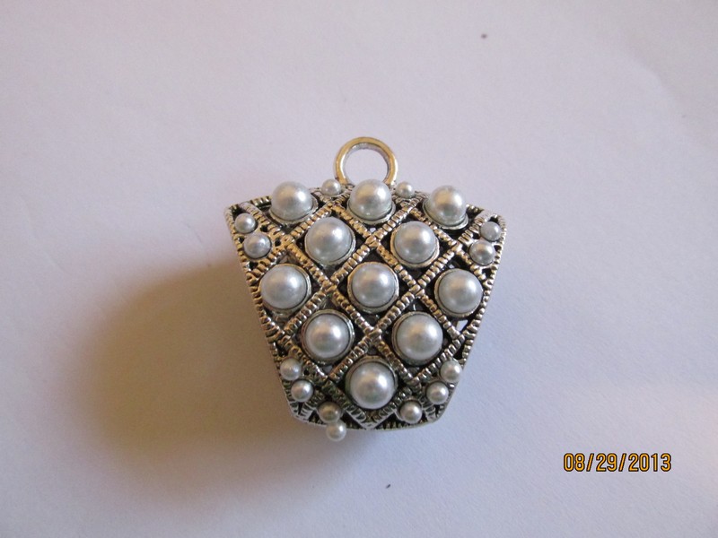 (image for) Bail - Large Pearl antique silver bail #BAIL3