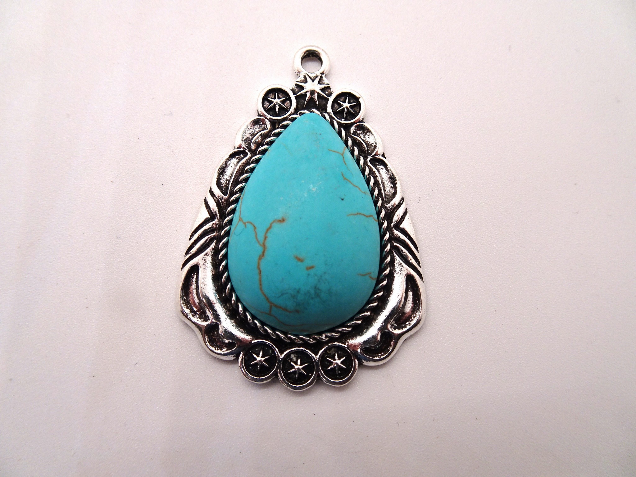 (image for) Turquoise tear drop cowgirl western pendant #PEN-17