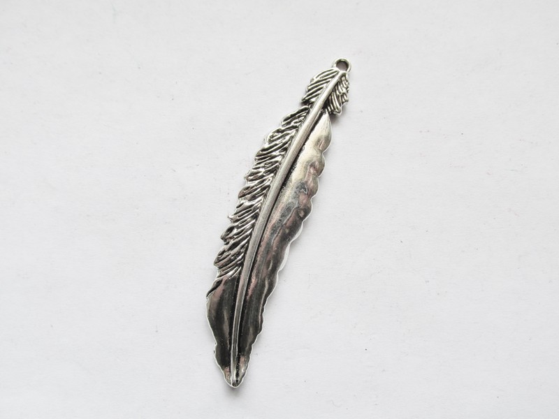 (image for) Antique Silver Pewter Feather Pendant #PP88
