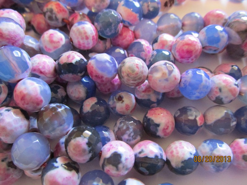 (image for) Blue purple, pink - Agate faceted rounds #T1247