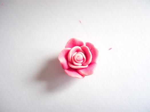 (image for) pink/white rose polymer clay #FL26