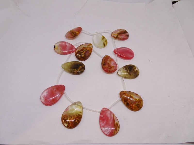 (image for) Pink cherry quartz tear drop beads 25mm #1316