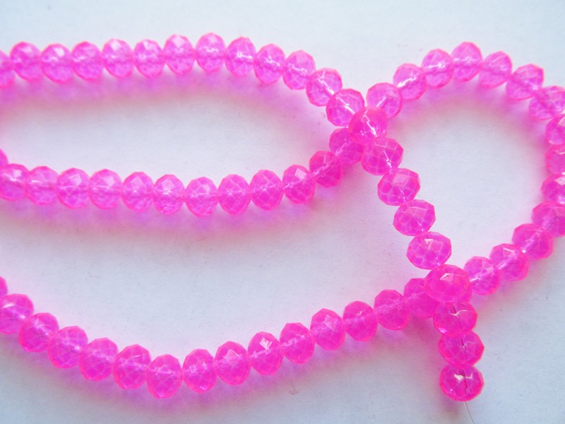 (image for) Pink Bright crystal rondelle beads 6x8mm #HU14-1331