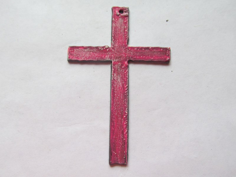 (image for) Cross Metal Cutout Pendant/Earring #CC001- 3 Pink Patina