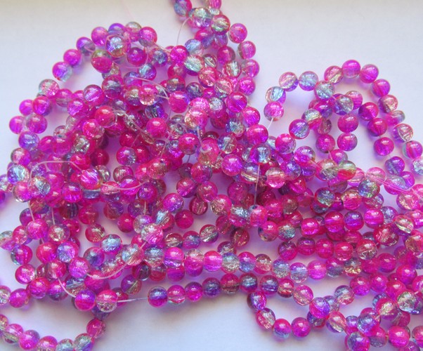 (image for) Pink Purple Crackle glass rounds #1113