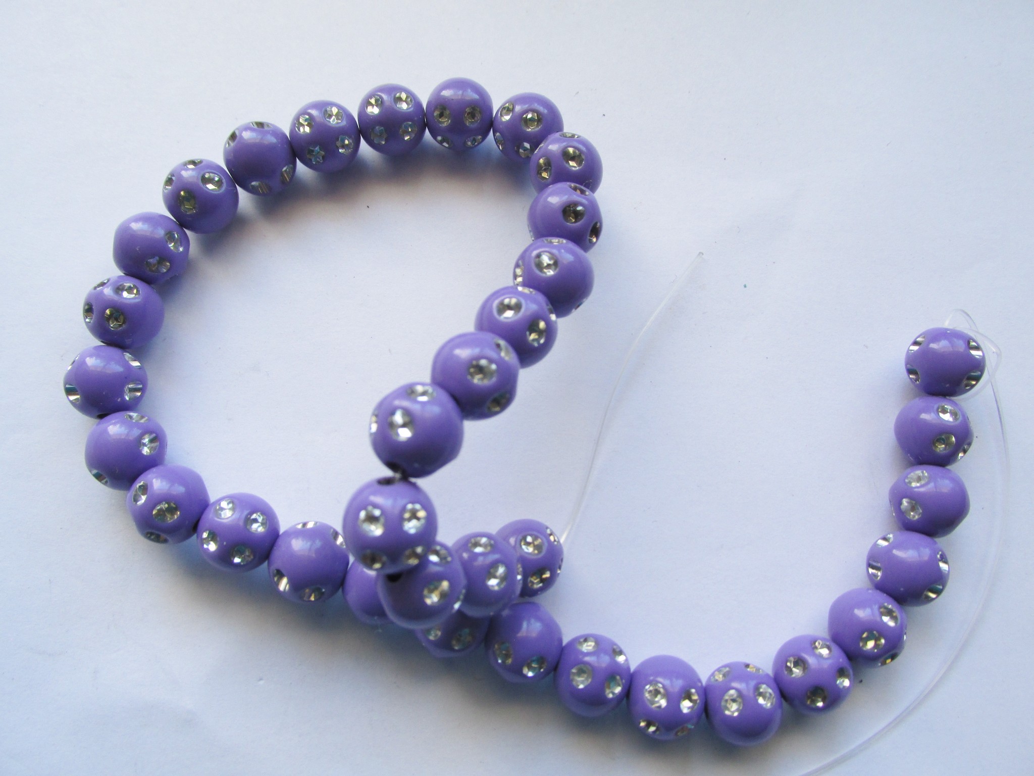 (image for) Purple acrylic 8mm round with crystals #1379-B