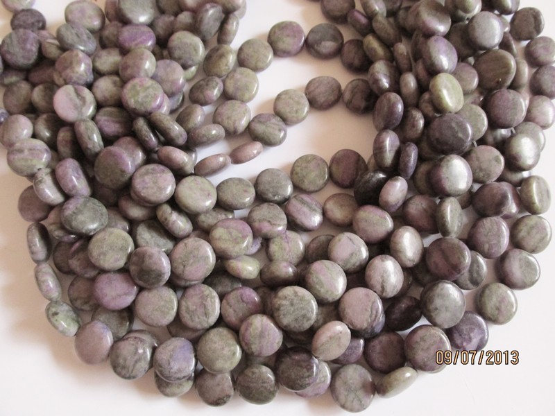 (image for) Purple and grey jasper round flat beads #1091-T13 - Click Image to Close