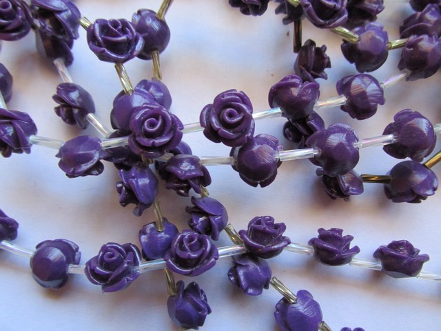 (image for) Purple resin rose beads #BS1050