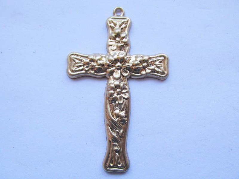 (image for) Cross pendant with flowers #A5166FU