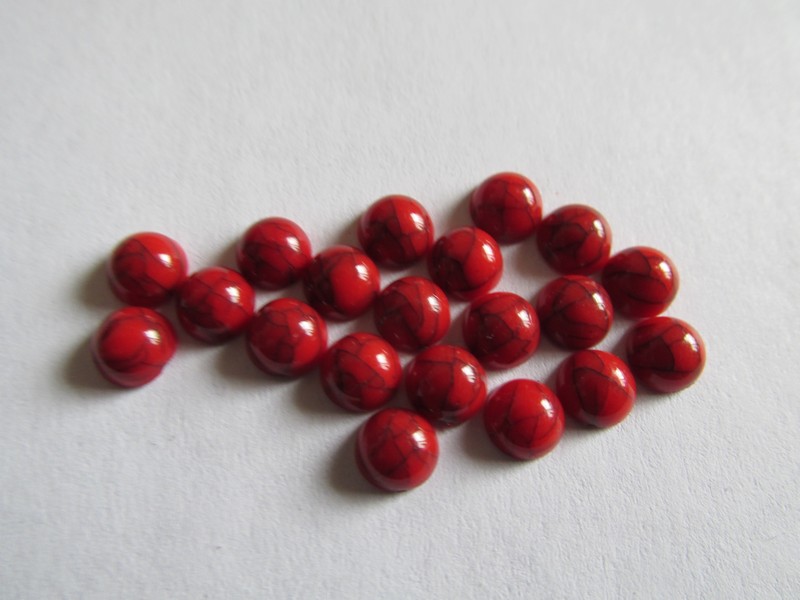 (image for) 6mm Red acrylic cabochon (20pcs) #ECAB-7