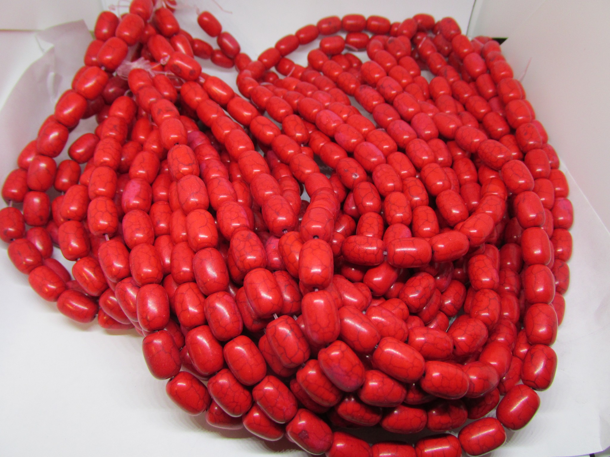 (image for) Red barrel magnesite beads 10x14mm #1919