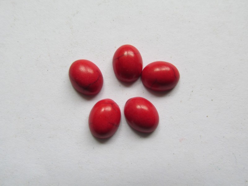 (image for) Red flat back oval cabochon 10.42x8.14mm (5pcs)#Ecab46