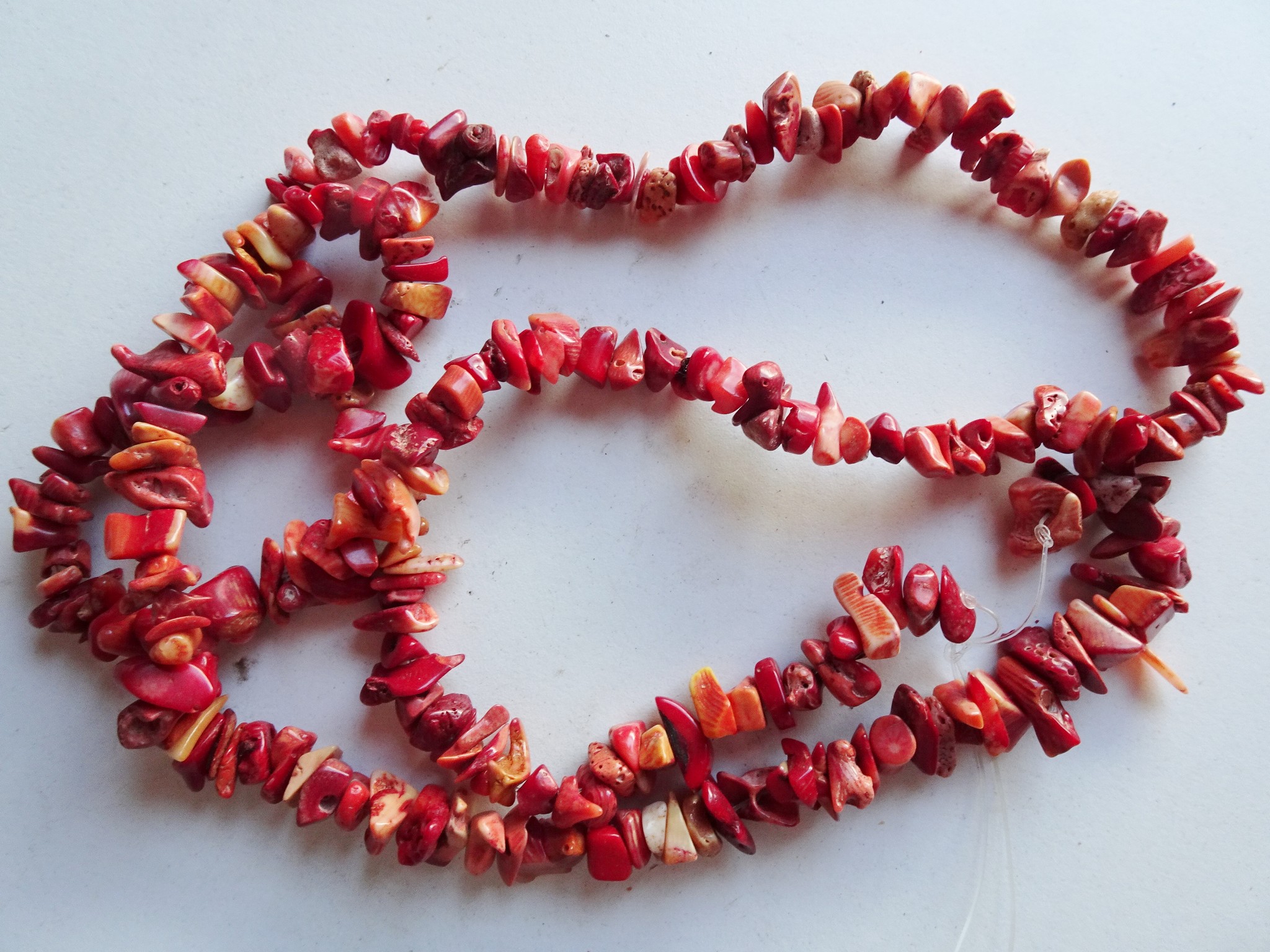 (image for) Red coral small nugget chip beads #1271