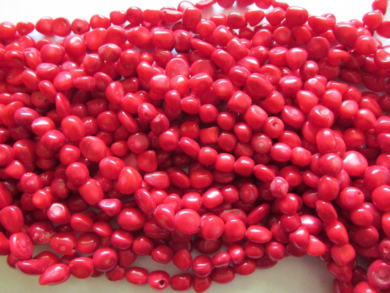 (image for) Red Coral nugget beads #1137