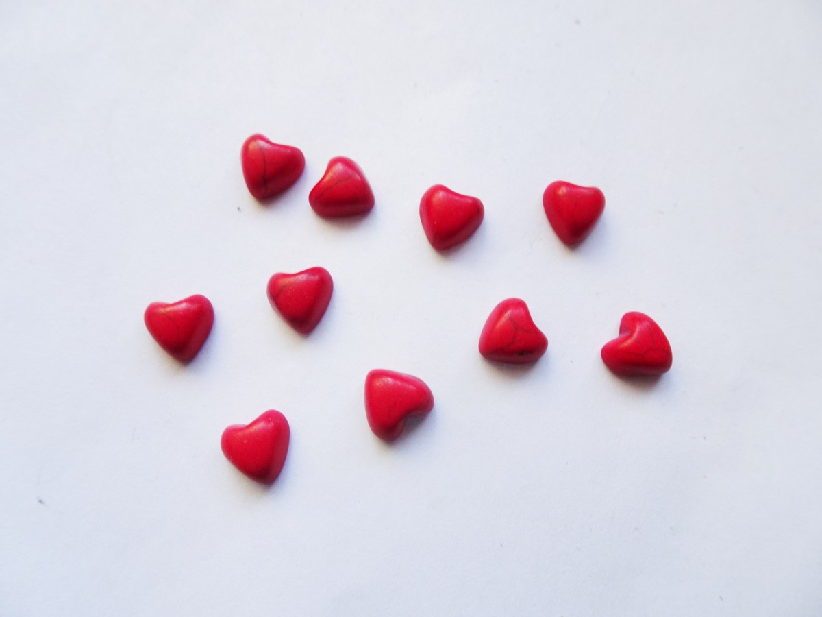 (image for) 7mm Red small heart flat back cabochons (10pcs) #Ecab-49
