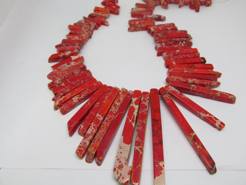 (image for) Red Imperial Jasper stick beads graduated #1801