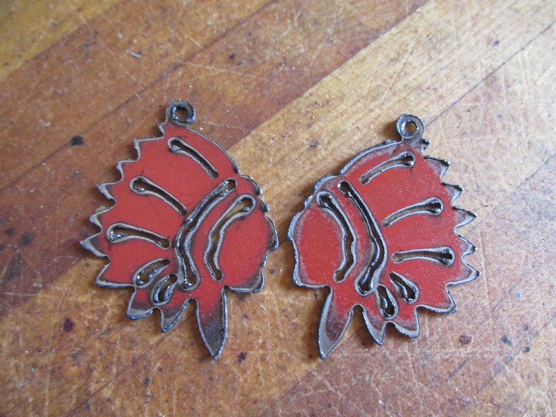 (image for) Indian chief metal Red earring (set) #WKS-6B