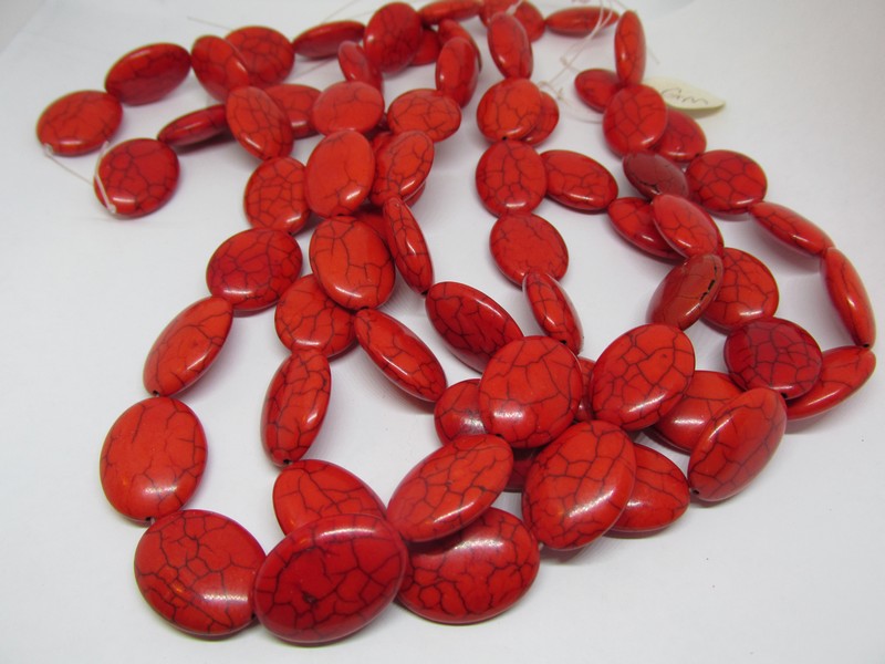 (image for) Red Magnesite Oval beads 25mm #1705TU