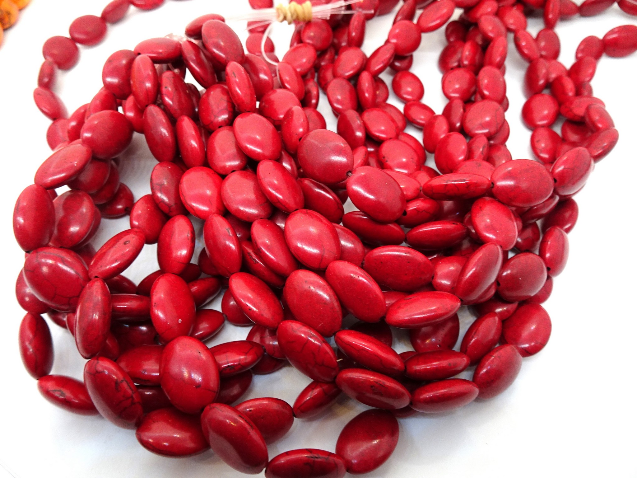 (image for) Red magnesite oval beads 12x18mm #1258-HU