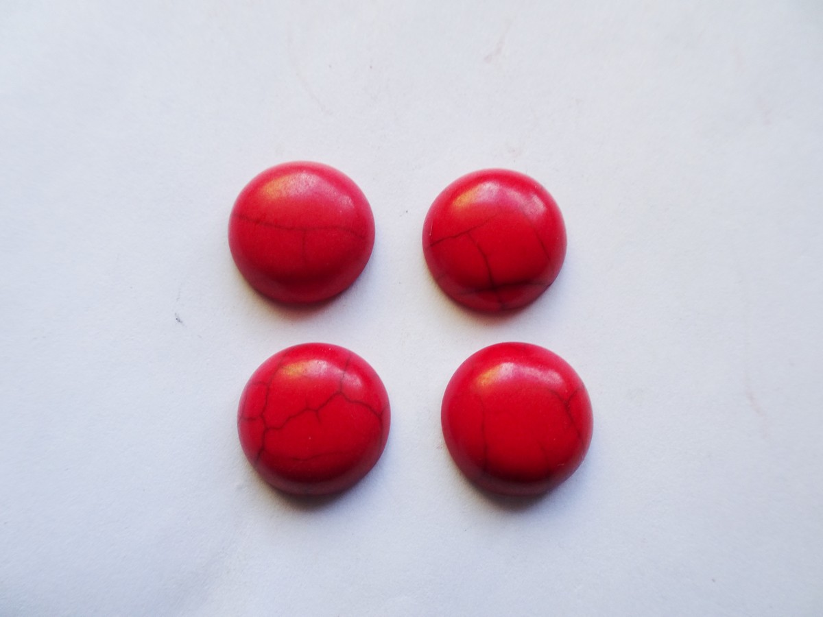 (image for) 14mm red round flat back cabochon (4pcs) #Ecab-50