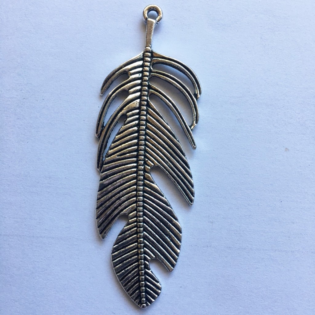 (image for) Feather antique silver pendant #RM-416