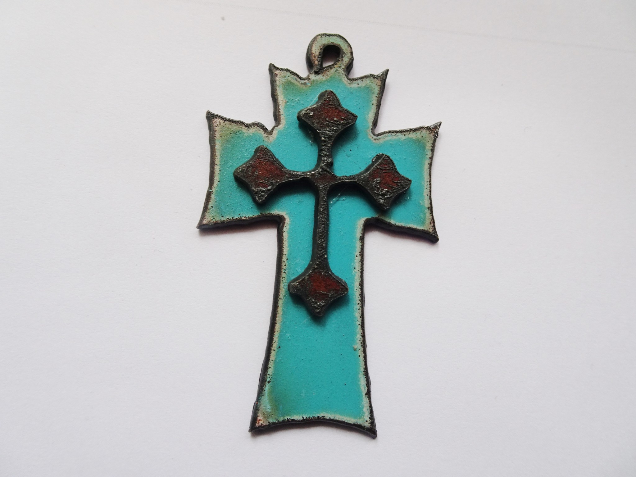 (image for) Cross over cross turquoise #RM-434