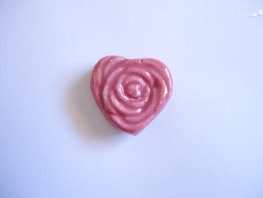 (image for) Rose heart ceramic bead (1) rm68-2