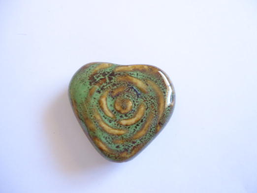(image for) Green rose heart ceramic bead (1) #RM68-4