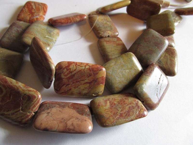 (image for) Rust and beige Jasper rectangle beads #1510