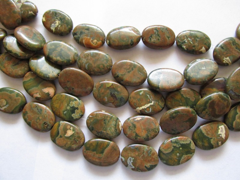 (image for) Brown green Jasper oval beads #1731