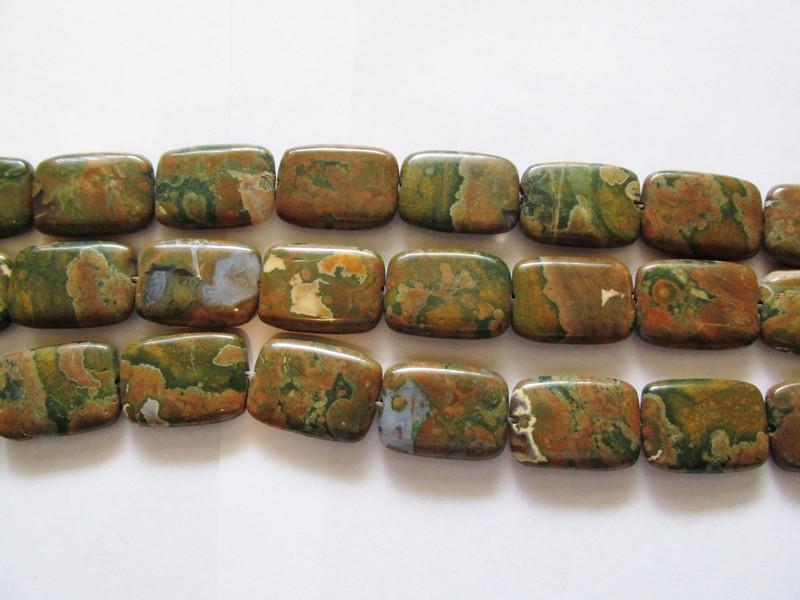 (image for) Brown green Jasper rectangle beads #1749