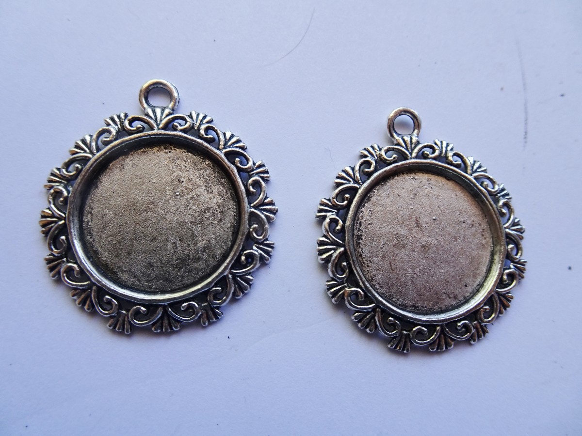 (image for) Blank charm pendants antique silver (2)pcs #BLP-03