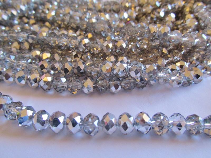 (image for) Silver & Clear Faceted Crystals (8mm X 6mm) #1345BB - Click Image to Close