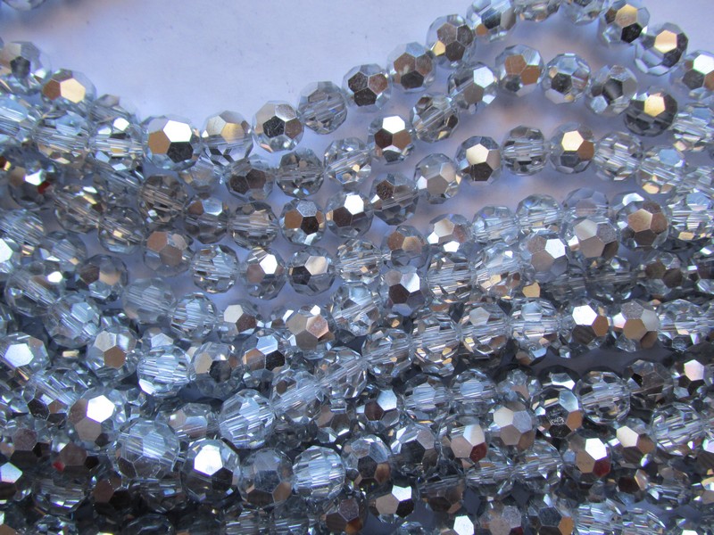 (image for) Silver and clear round faceted Crystals 10mm #1780