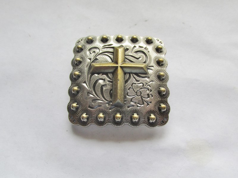 (image for) Antique Silver w/Brass Cross Concho #CONCHO22