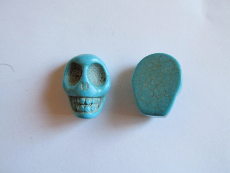 (image for) Skull Turquoise Flatback Cab Cabochon #CAB-64