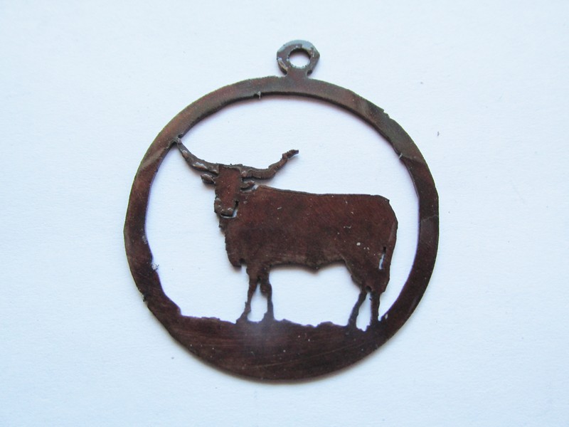 (image for) Steer longhorn in Circle jewelry pendant #P52